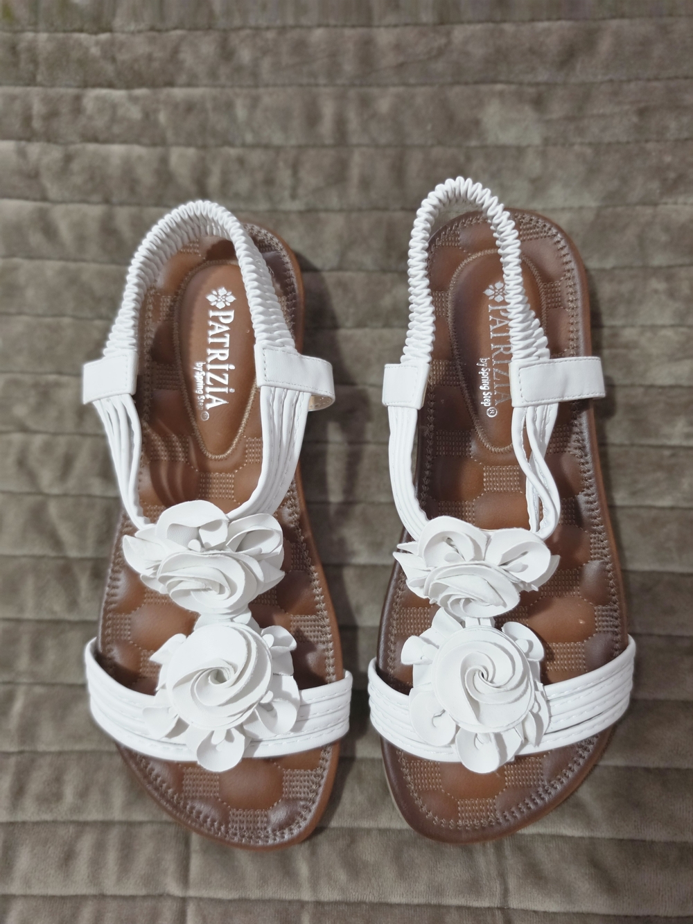 Spring Step White Floral Slingback Sandals